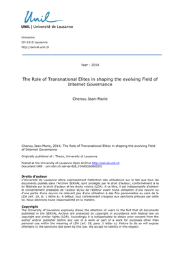 The Role of Transnational Elites in Shaping the Evolving Field of Internet Governance