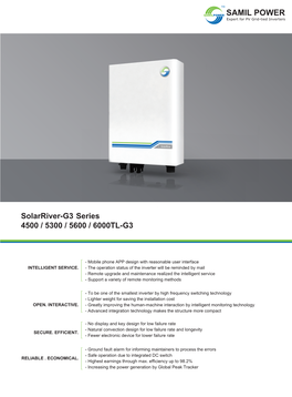 4500 / 5300 / 5600 / 6000TL-G3 Solarriver-G3 Series