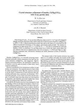 Crystal Structure Refinement of Huntite, Camgr(Cor)4, with X-Ray Powder Data