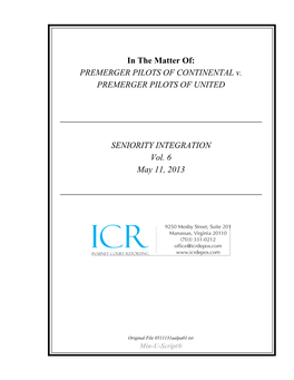 In the Matter Of: PREMERGER PILOTS of CONTINENTAL V