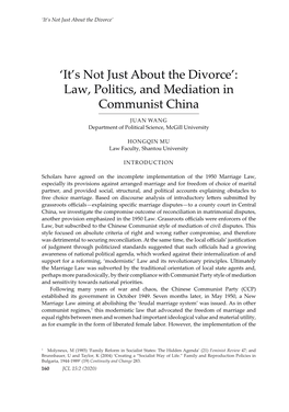 Law, Politics, and Mediation in Communist China