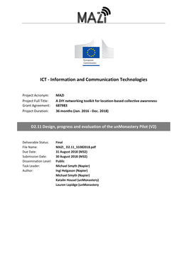 ICT - Information and Communication Technologies
