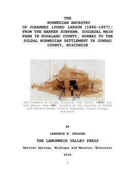 The Norwegian Ancestry of Johannes (John) Larson (1886-1957); From