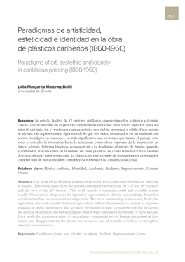 Paradigmas De Artisticidad, Esteticidad E Identidad En La Obra De Plásticos Caribeños (1860-1960)