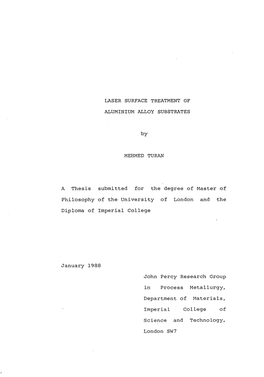 Laser Surface Treatment of Aluminium Alloy Substrates