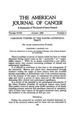 THE AMERICAN JOURNAL of CANCER a Continuation of the Journal of Cancer Research