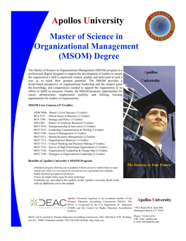 Master of Science in Organizational Management (MSOM) Degree