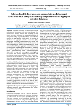 Color Coding ER-Diagrams, One Approach to Modeling Semi- Structured Data. Entity-Relationship Diagrams Used for Aggregate Oriented Databases