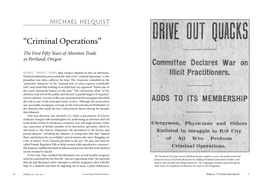"Criminal Operations": the First Fifty Years Of