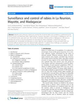 Surveillance and Control of Rabies in La Reunion, Mayotte, And