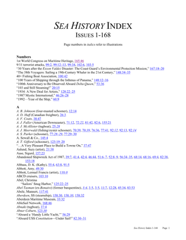 Sea History Index Issues 1-168