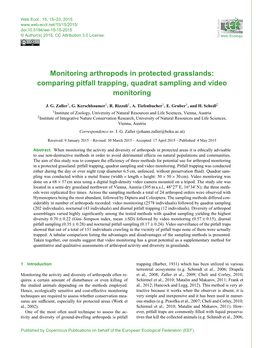 Comparing Pitfall Trapping, Quadrat Sampling and Video Monitoring