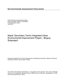 Environmental Assessment Document Nepal