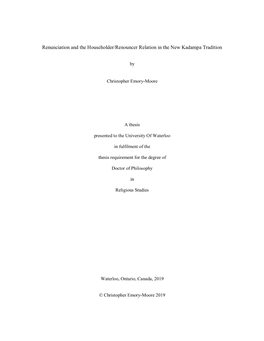 Renunciation and the Householder/Renouncer Relation in the New Kadampa Tradition