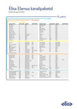 Elisa Elamus Kanalipaketid Kanalid Seisuga 01.05.2019