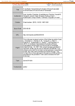 Title a Synthetic Transcriptional Activator of Genes