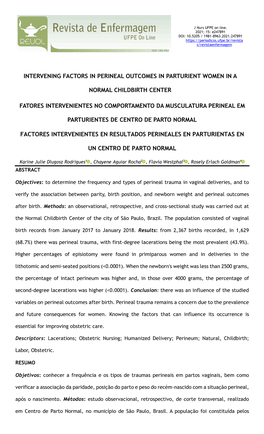 Intervening Factors in Perineal Outcomes in Parturient Women in A