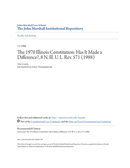 The 1970 Illinois Constitution: Has It Made a Difference?, 8 N
