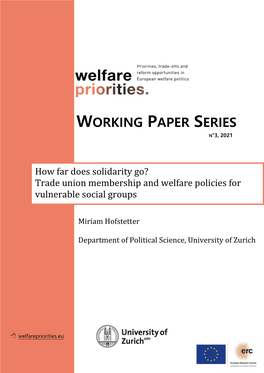 Trade Union Membership and Welfare Policies for Vulnerable Social Groups