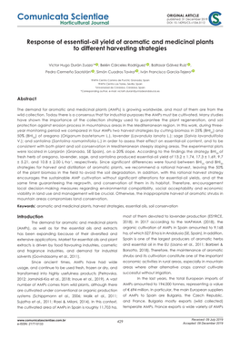 Response of Essential-Oil Yield of Aromatic and Medicinal Plants to Different Harvesting Strategies