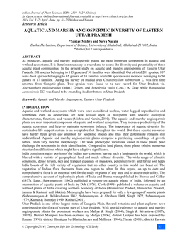 Aquatic and Marshy Angiospermic Diversity Of