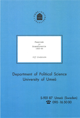 Department of Political Science University of Umeå