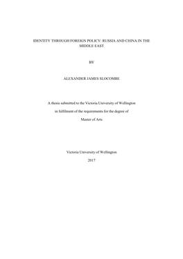 Identity Through Foreign Policy: Russia and China in the Middle East