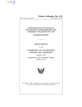 Union Calendar No. 471 105Th Congress, 2D Session –––––––––– House Report 105–829