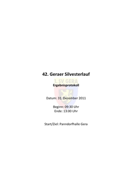 42. Geraer Silvesterlauf