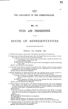 Votes and Proceedings House of Representatives
