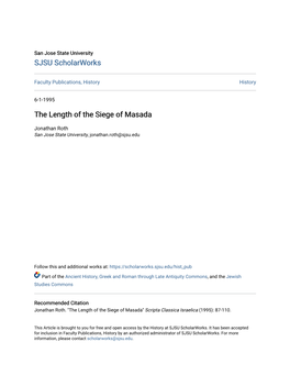 The Length of the Siege of Masada