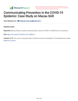 Case Study on Macau SAR