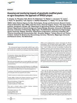 Assessing and Monitoring Impacts of Genetically Modified Plants on Agro-Ecosystems: the Approach of AMIGA Project S