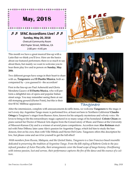 Newsletter for May 2018