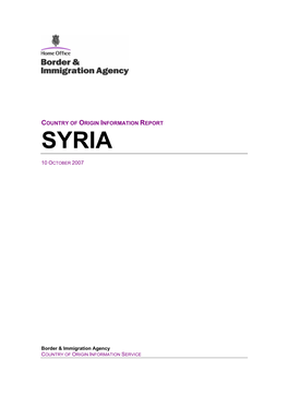 Country of Origin Information Report Syria October 2007