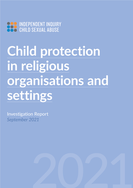 Child Protection in Religious Organisations and Settings: Investigation Report