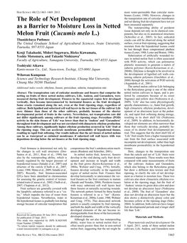 The Role of Net Development As a Barrier to Moisture Loss in Netted