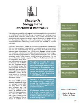 Chapter 7: Energy in the Northwest Central US