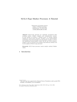 M/G/1-Type Markov Processes: a Tutorial∗