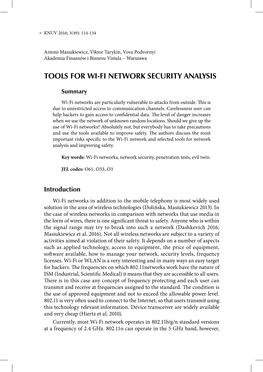 Tools for Wi-Fi Network Security Analysis