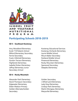 Participating Schools 2018-2019