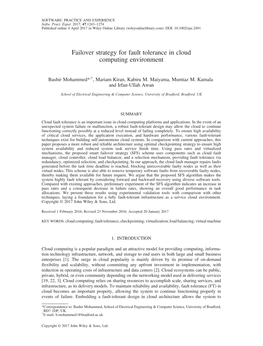 Failover Strategy for Fault Tolerance in Cloud Computing Environment