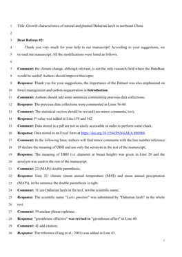 Growth Characteristics of Natural and Planted Dahurian Larch in Northeast China Dear Referee #2