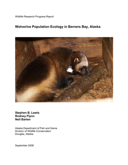 Wolverine Population Ecology in Berners Bay, Alaska