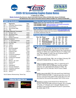 2009-10 Screaming Eagles Game Notes