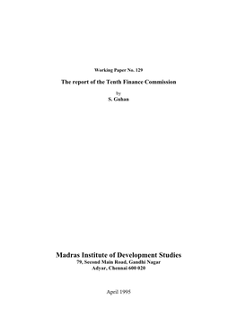 The Report of the Tenth Finance Commission