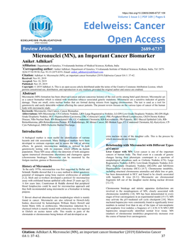 Micronuclei (MN), an Important Cancer Biomarker