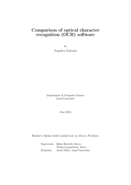 Comparison of Optical Character Recognition (OCR) Software