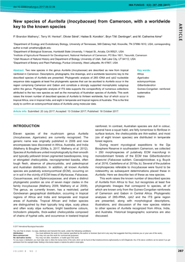 AR TICLE New Species of Auritella (Inocybaceae) From