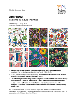 JOSEF FRANK Patterns–Furniture–Painting